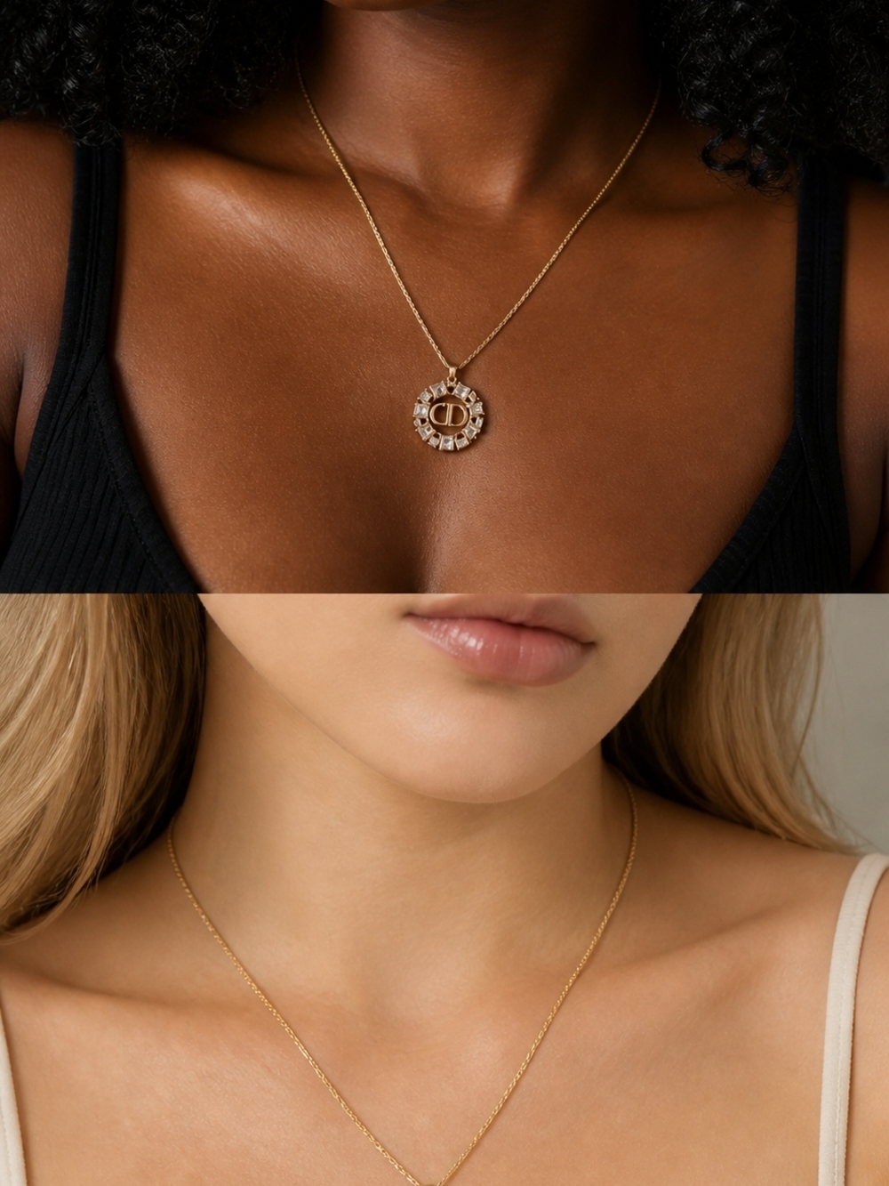 Dior Gold CD Medallion Necklace with Crystal Accents